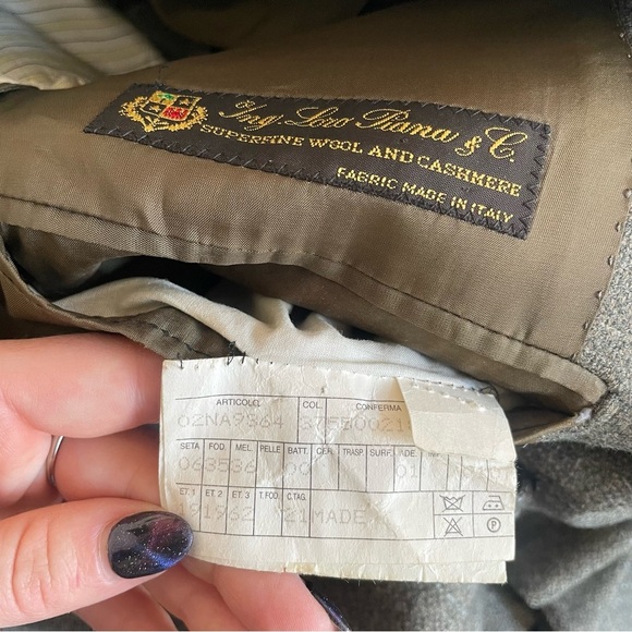 Ing. Loro Piana & C. Euromoda Wool Cashmere Gray Taupe Plaid Print Blazer Size M - Picture 9 of 12